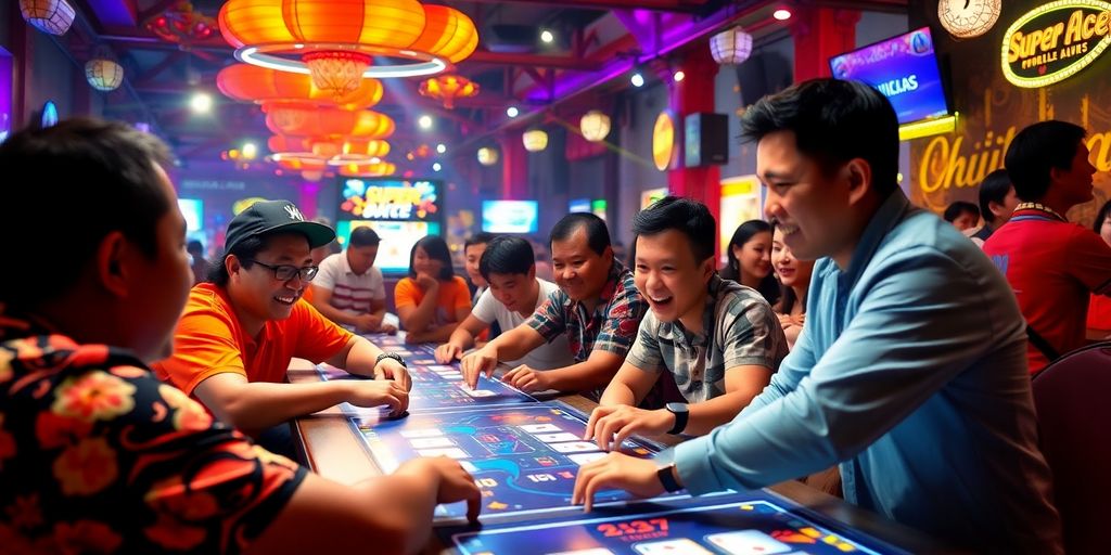 Players enjoying Super Ace in a vibrant Philippine setting.